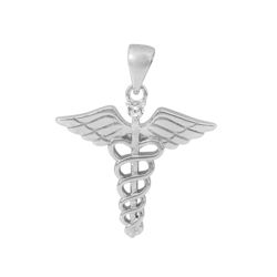 Caduceus Medical Serpent-wreathed Staff Sterling Silver Pendant Caduceus Medical Serpent-wreathed Staff Sterling Silver Pendant